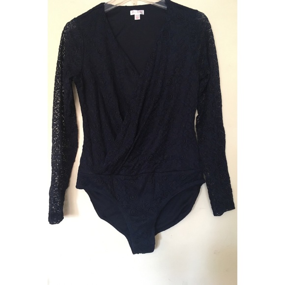 Xhilaration Tops - Navy blue lace bodysuit